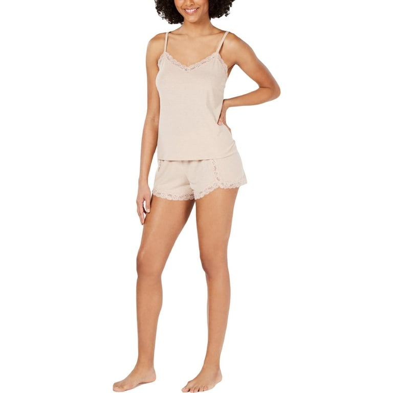 INC Womens Metallic Shorts Pajama Set Beige M Walmart
