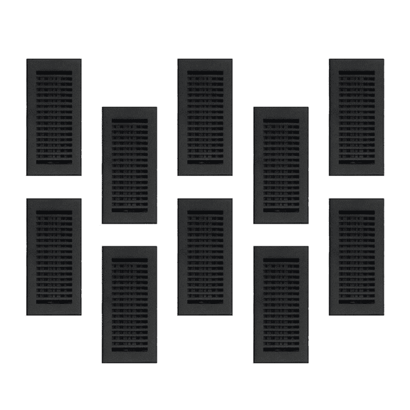 SET of 10 SLEEK Vent cover 4"x10" duct opening (Overall 5-1/2"x 11-3/4") in Simple Design Solid Cast Aluminum register cover || Powder Coated Black No holes