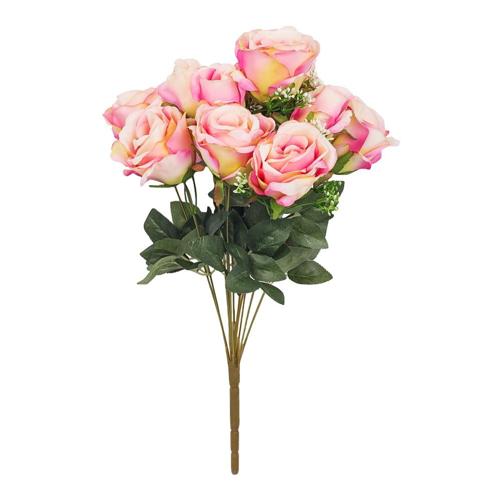 Pack Of 1 20 Artificial Silk Rose Bush 12 Heads Pink For Wedding Receptions Baby Showers Bridal Showers Sweet 16 Celebration Walmart Com Walmart Com