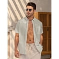 thumbnail image 3 of sogami Men's Cotton Linen Short Sleeve Button Down Shirt Casual Summer Shirt, 3 of 8