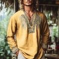 thumbnail image 2 of Cotton Long Sleeve Vintage V Neck T Shirts For Men Summer Travel Gym Commute Errands Lounge Weekend Daily Wear Easy Layering Daily Style Smart Casual Easy Outfit, 2 of 7