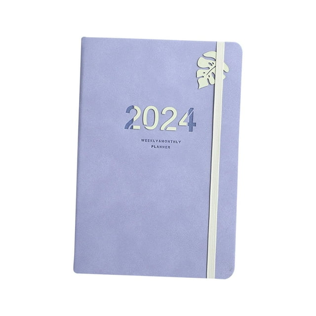 Cuaderno Planificador 2024, Cuaderno con Lista de Tareas Pendientes, Organizador de Gestión Del Tiempo, Cubierta de PU, Planificador Mensual, 156 Hoja , violetas