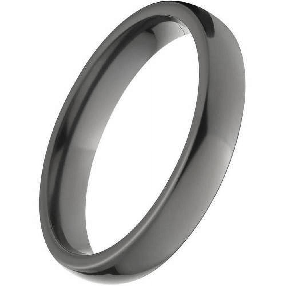 4mm Half-Round Black Zirconium Ring with a Polished Finish