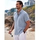 thumbnail image 3 of Camisa COOFANDY de lino casual de manga corta, azul claro, 3 of 5