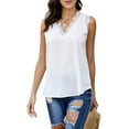 thumbnail image 2 of Camiseta de Tirantes Holgada Sin Mangas con Cuello en V y Encaje de Pestañas de Verano, Color , Talla S, 2 of 10
