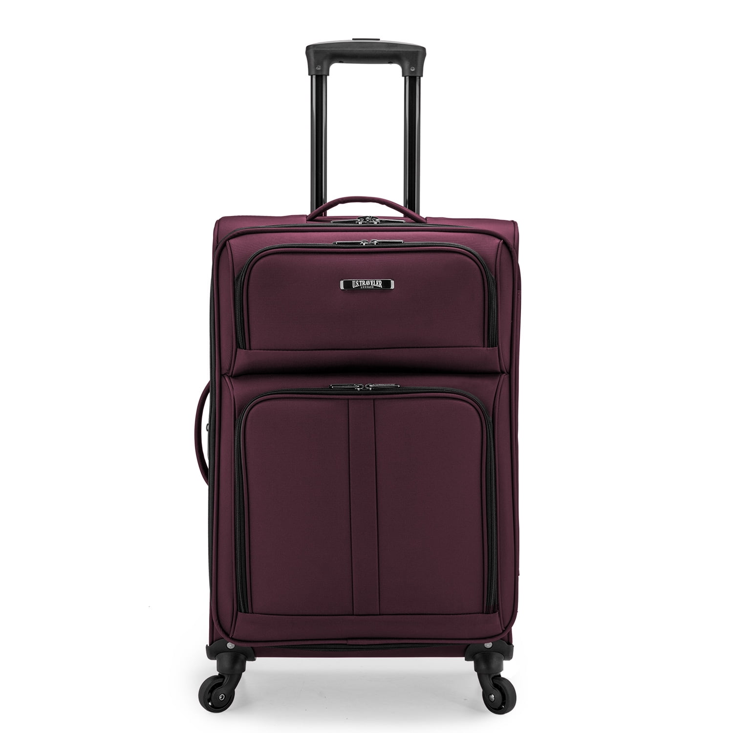 U.S. Traveler Anzio Softside Expandable Spinner Luggage, Burgundy, 26" Checked Medium