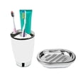 thumbnail image 4 of Juego de accesorios de baño de 6 piezas de plástico para regalo, portacepillos de dientes, vaso de enjuague, Blanco, 4 of 5