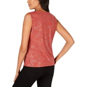JM Collection Womens Petites Metallic Scoop Neck Shell