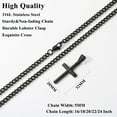 thumbnail image 4 of DORANA Black Cross Necklaces for Men Boys Stainless Steel Cross Pendant Chain Catholic Religious Christian Birthday Valentine's Day Jewelry Gifts Teen Boyfriend Husband Dad Preteen Son Kids Age Ideas, 4 of 6