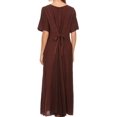 thumbnail image 2 of Sakkas Hailey Cap Sleeve Caftan Long Embroidered Stonewashed Dress - Chocolate - L/XL, 2 of 5