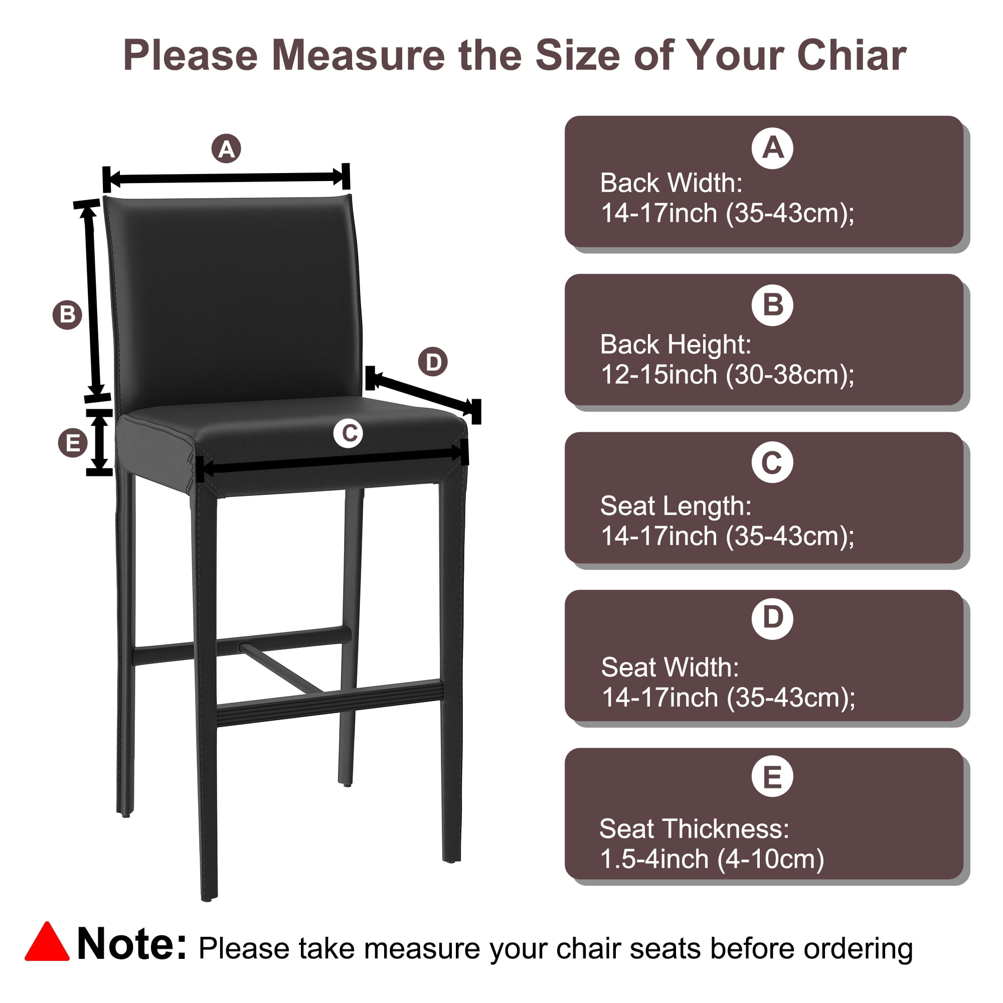 Unique Bargains Bar Stool Covers Counter Height Side Chair Slipcover Dark Brown 4 Pcs