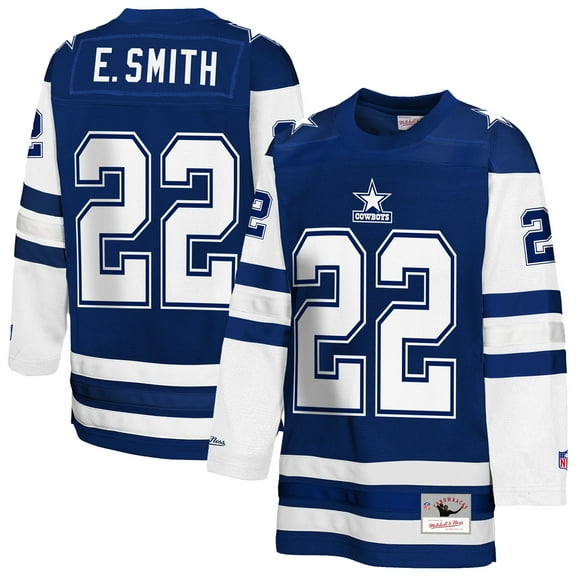Youth Mitchell & Ness Emmitt Smith Navy Dallas Cowboys Hockey Fashion Jersey