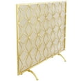 thumbnail image 6 of DecMode 38" x 28" Gold Metal Star Patterned Single Panel Geometric Fireplace Screen with Mesh Netting, 1-Piece, 6 of 12