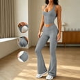 thumbnail image 6 of Frostluinai Womens Workout Sets 2 Piece Gym Yoga Outfits Crossover Flare Leggings Crop Tank Tops High Waist Sleeveless with&nbsp;Built&nbsp;in&nbsp;Bra, 6 of 10