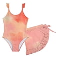 thumbnail image 4 of Girls Two-Piece Swimwear Set for Girls Long Sleeve Rash Guard with Swim Shorts UPF50+ Sun for Beach Pool, 4-5 Years, Orange, 4 of 5