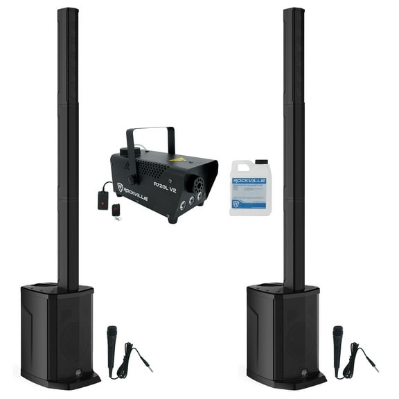 (2) Gemini WPX-2000TOGO Rechargeable DJ/PA Line Array Speakers Subs Mics Fogger