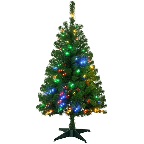 4 FT Artificial Prelit Christmas Trees with Warm White or Colorful LED Lights, Auto Open, by Miaoweii