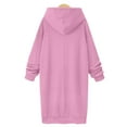 thumbnail image 4 of Chandail à Capuche pour Femmes Robe Longueur Genou Long Chandail-Over Hauts Fendus Automne Hiver Chandail en Peluche, 4 of 7