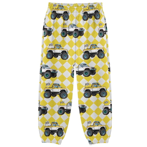 joogoo Vehicle Car Checkered Boys' Sweatpants Jogger Pants 5-6Y