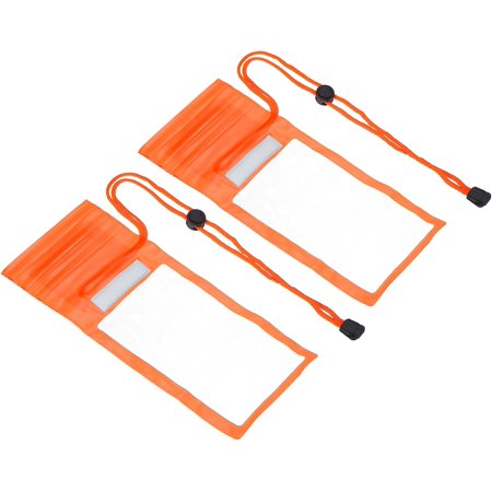 Waterproof Phone Pouch, 2 Pack Universal Lanyard Cellphone Dry Bag Clear Protection Cover Bag for Beach Swimming Pool, Orange