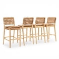 thumbnail image 3 of Christopher Knight Home Rustic PU Upholstered Barstools, Rivet Accents, Solid Wood Frame, Brown, Set of 4, 3 of 11