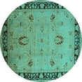 thumbnail image 1 of Ahgly Company Indoor Round Oriental Turquoise Blue Industrial Area Rugs, 7' Round, 1 of 4