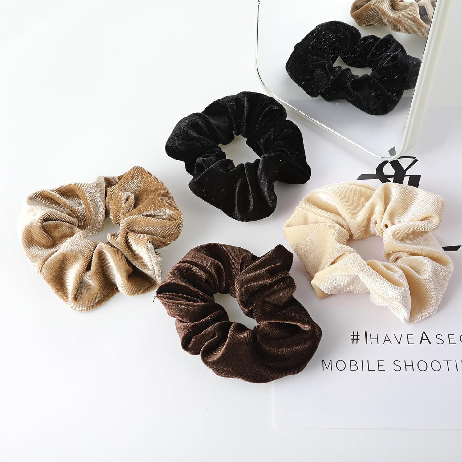 8Pcs Velvet Hair Scrunchies - Elastic Thick Bands in 8 Solid Colors for Women and Girls