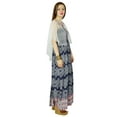 thumbnail image 3 of Bimba Long Rayon Flaired Maxi Dress With Smocked Bust & Net Poncho Cape, 3 of 4