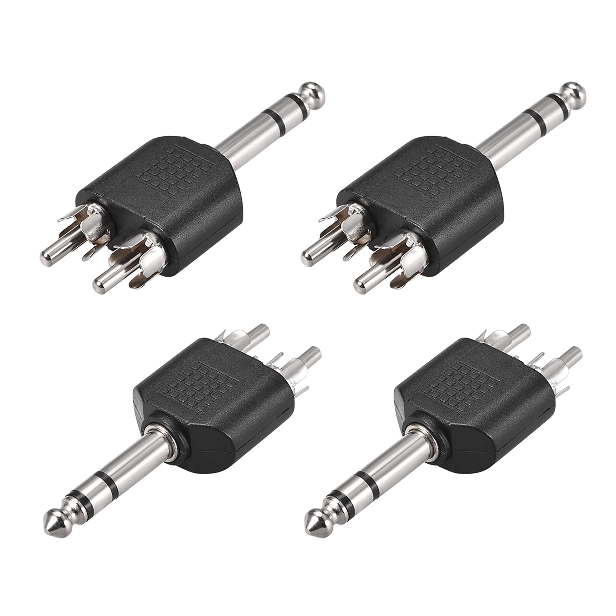 6 35mm Male To 2 Rca Male Connector Splitter Adapter Coupler Black 4pcs For Stereo Audio Video