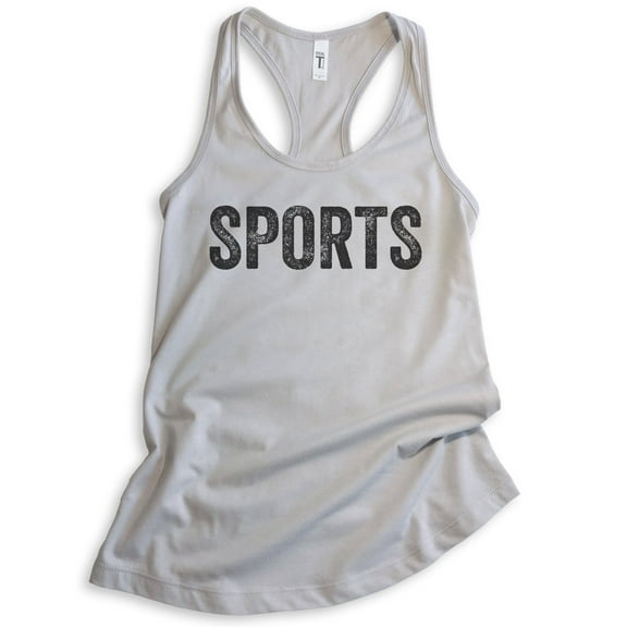 Sports Tank Top, Ladies Racerback Tank Top, Baseball Tank, Football Tank, Softball Tank, Silver Gray, Medium