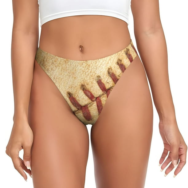 Fotbe Vintage Baseball Tanga Sin Costuras para Mujer con Estampado – Panties Invisibles, Transpirables y Cómodos para Uso Diario-X-Large