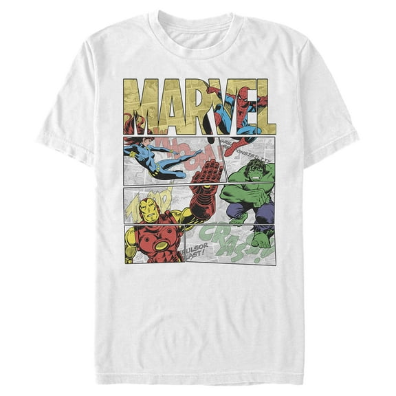 Men's Marvel Heroic Comic Strip Graphic Tee White 2X Large