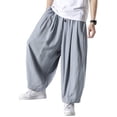 thumbnail image 4 of INCERUN Men's Loose Drawstring Harem Pants Casual Wide Leg Trousers Long Pants, 4 of 6