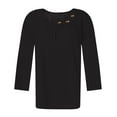 thumbnail image 5 of Mrasaso Deals Of The Day,Women Polyester Top,Women's Fashion 3/4 Sleeved Blouse T-shirt Casual Top,Easygoing and Chic for Casual DaysBlack XL, 5 of 9