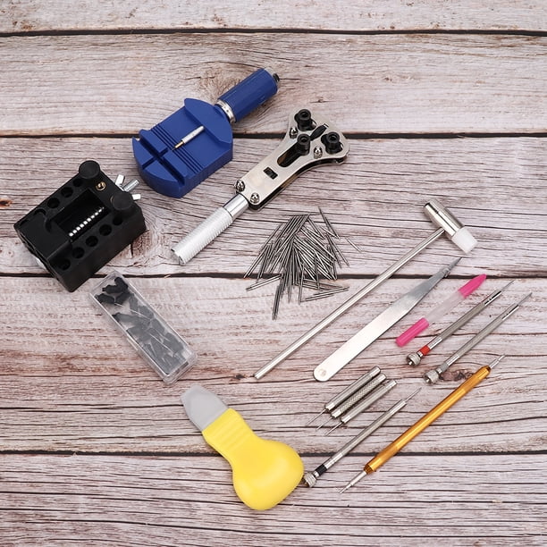 Kit de reparación de relojes, kit de herramientas de reparación de relojes, herramientas de extracción de correa de reloj portátiles para relojeros, trabajadores de reparación de relojesWatches Fyydes Descripción de la referencia
