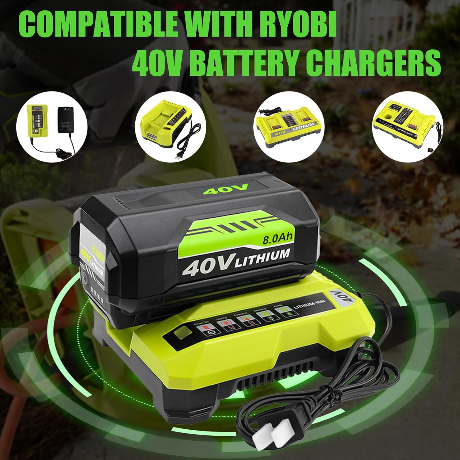 4Pack 40v 8.0Ah OP4026A Replacement for Ryobi 40V Battery Compatible with Ryobi 40 Volt Battery Lithium OP4015 OP4040 OP40201 OP4050A OP4015 OP40261 OP4030 OP40401 OP4060 Power Tools