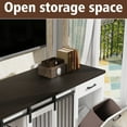thumbnail image 4 of 71'' Multi- Functional Dog Crate Furniture for 2 Dogs with Divider and Sliding Doors, Large Dog Kennel with Storage Drawer and Tilt Out Trash Cabinet, Whilte, 4 of 7