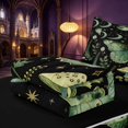 thumbnail image 5 of Homewish Moon Phase Butterfly Zipper Queen Comforter Set with Fitted Sheet and 2 Pillowcases, Botanical Daisy Mushroom Zipper Bedding Set, Green Black, Black Reversible, 5 of 7