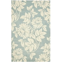 SAFAVIEH Soho Gavin Floral Wool Area Rug, Blue/Ivory, 7'6" x 9'6"