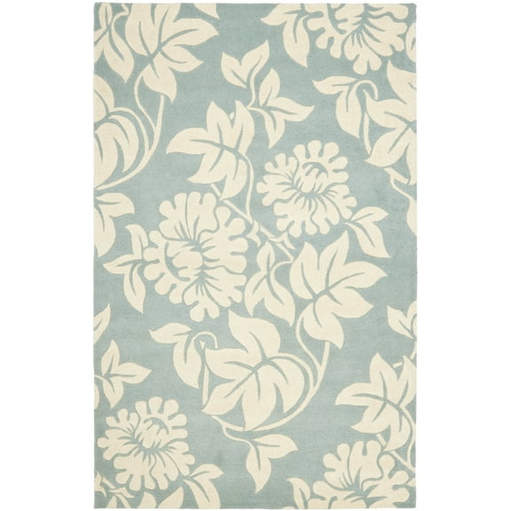 SAFAVIEH Soho Gavin Floral Wool Area Rug, Blue/Ivory, 7'6" x 9'6"