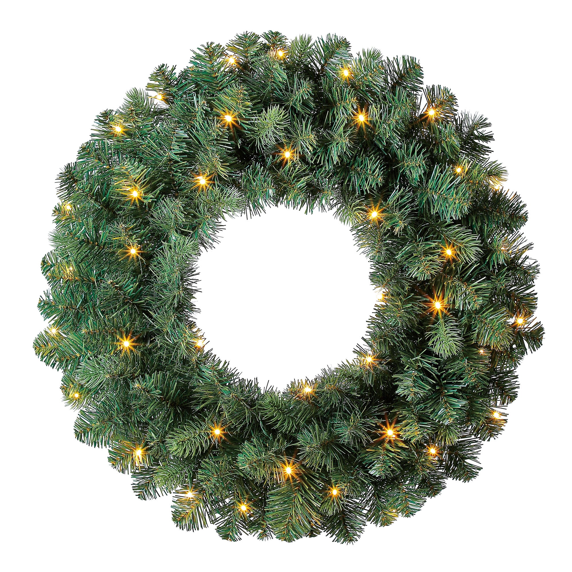 Holiday Time Pre-Lit Norway Artificial Christmas Wreath, 24&quot;, Clear LED Lights - Walmart.com