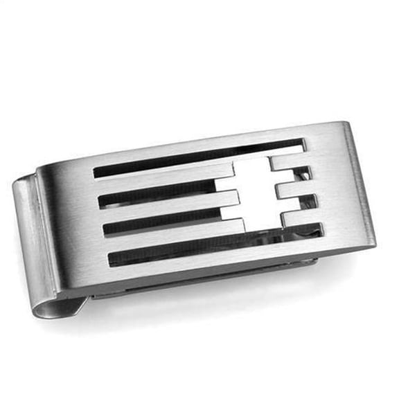 Men High Polished Stainless Steel Money Clip with No Stone in No Stone