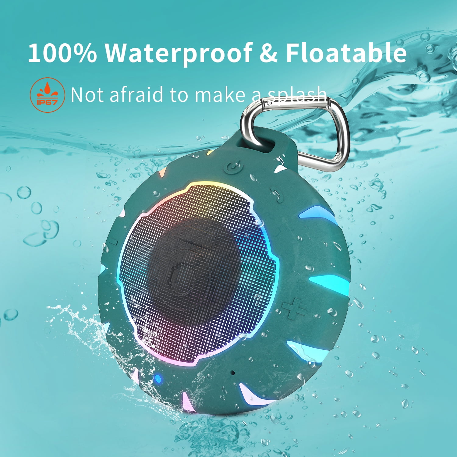 HEYSONG Shower Bluetooth Speaker, IP67 Waterproof Wireless Speakers, Stereo Bathroom Speaker, Portable Small Speakers for Kayak, Beach, Hiking, Boat Accessories, Gifts for Men-Green