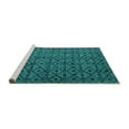 thumbnail image 2 of Ahgly Company Machine Washable Indoor Round Abstract Turquoise Blue Modern Area Rugs, 7' Round, 2 of 4