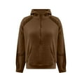 thumbnail image 4 of Htigea Womens Half Zip Sweatshirts Long Sleeve Y2k Tops Thin Fleece Cropped Hoodies Casual Loose Sweatshirt with Pockets Brown XL, 4 of 8