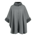 thumbnail image 4 of Tao Tao Women's Luxury Batwing Sleeve Faux Fur Hooded Cloak Poncho Sweater Cape Gray Free Size, 4 of 6