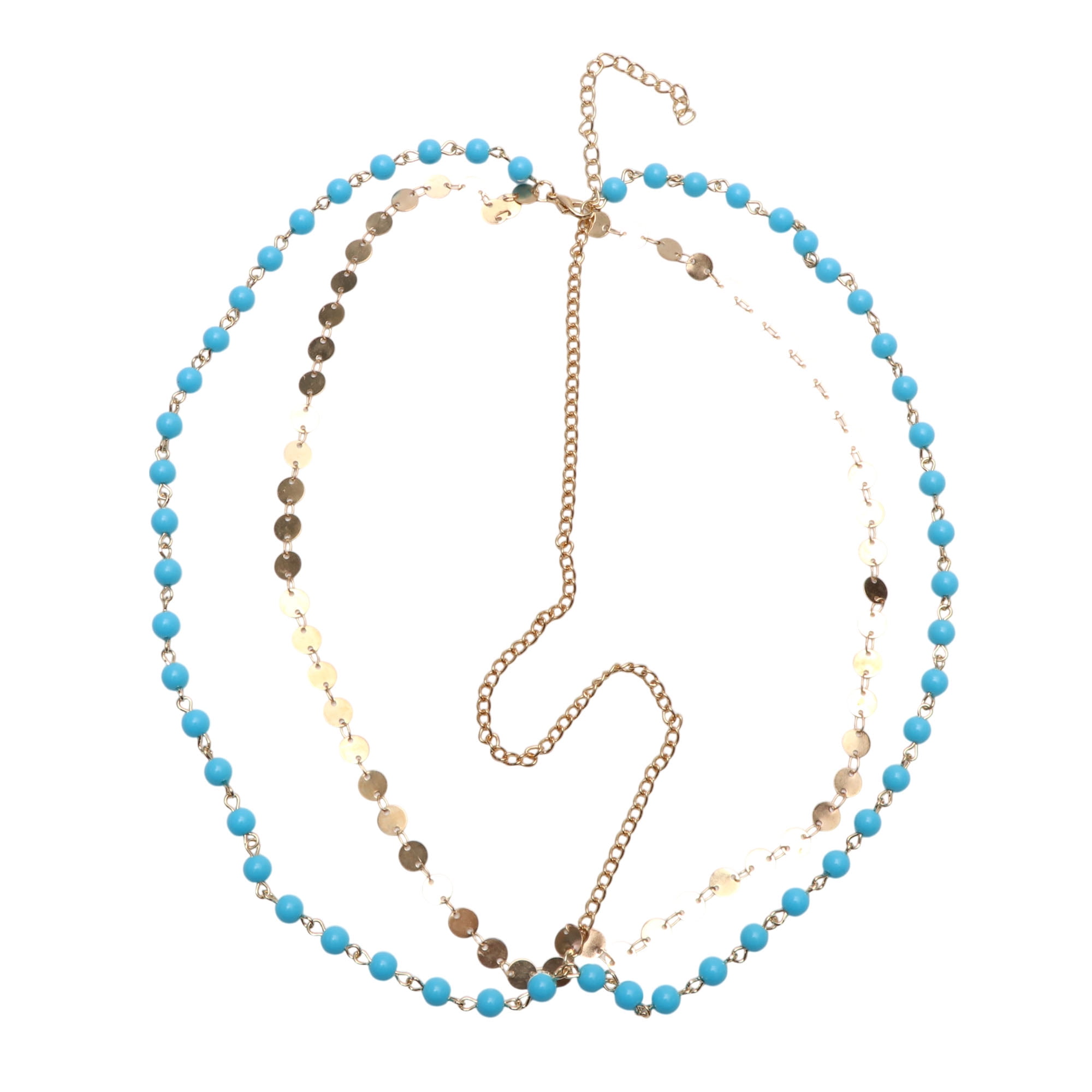 Unique Bargains Headpiece Beaded Sequins Head Chain Blue 1 Pc