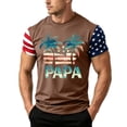thumbnail image 2 of GrmtClth Father's Day Gift Summer Dad Papa Print American Flag Top Vintage Fourth Of July Patriotic Shirts Trendy Soft Short Sleeved Independence Day T-Shirt Light Brown S, 2 of 4
