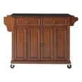 thumbnail image 1 of Pemberley Row Granite Top Classic Cherry Kitchen Cart Rectangular Adjustable Shelves Mobile, 1 of 6