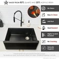 thumbnail image 3 of Stylish Apron From 30" Black Composite Granite Single-Bowl Kitchen Sink with 3 Accessories S-830WN, 3 of 9
